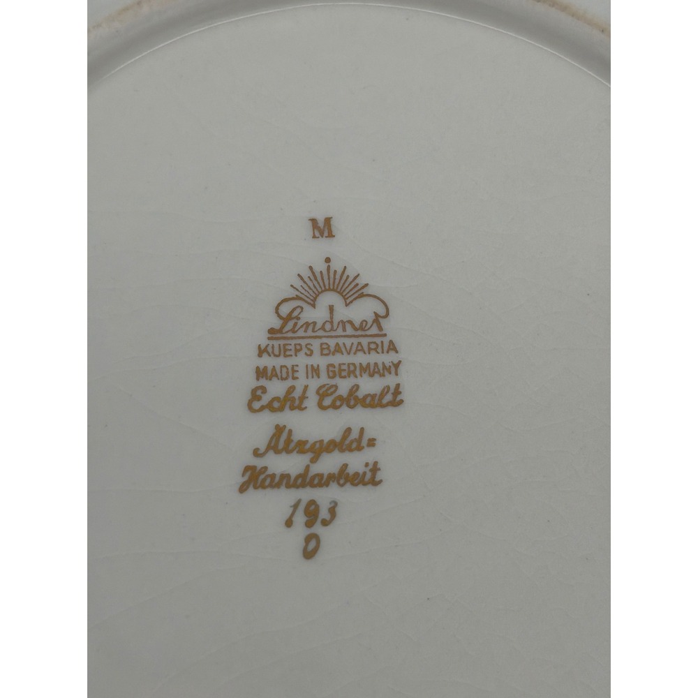 Vtg Lindner Küps Bavaria Echt Cobalt Gold Demitasse Trio Cup Saucer Plate MCM - Picture 3 of 5